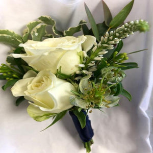 Blissful White Prom Boutonnieres