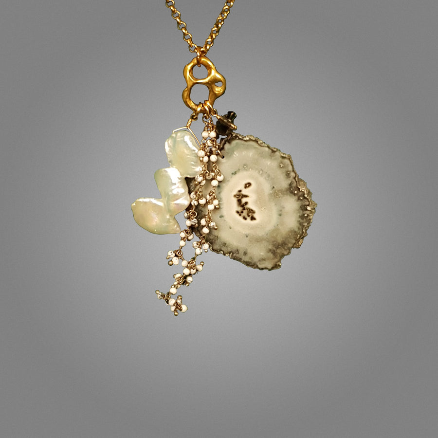Jasper Stalactite and Pearl Necklace